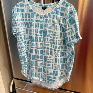 Shana Aqua Patterned Short Sleeve Top